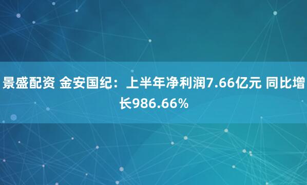 景盛配资 金安国纪：上半年净利润7.66亿元 同比增长986.66%